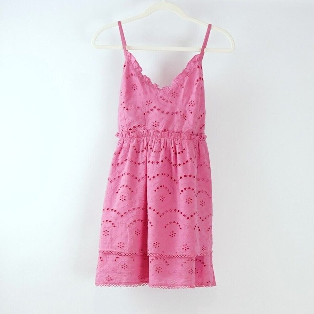 Winston White Francesca Eyelet Tie Back Baydoll Mini Dress Pink - XS - NWT